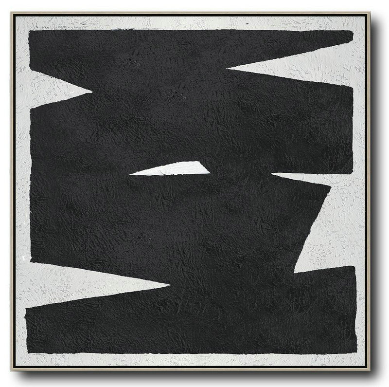 Handmade Large Contemporary Art,Oversized Minimal Black And White Painting - Artwork For Sale
